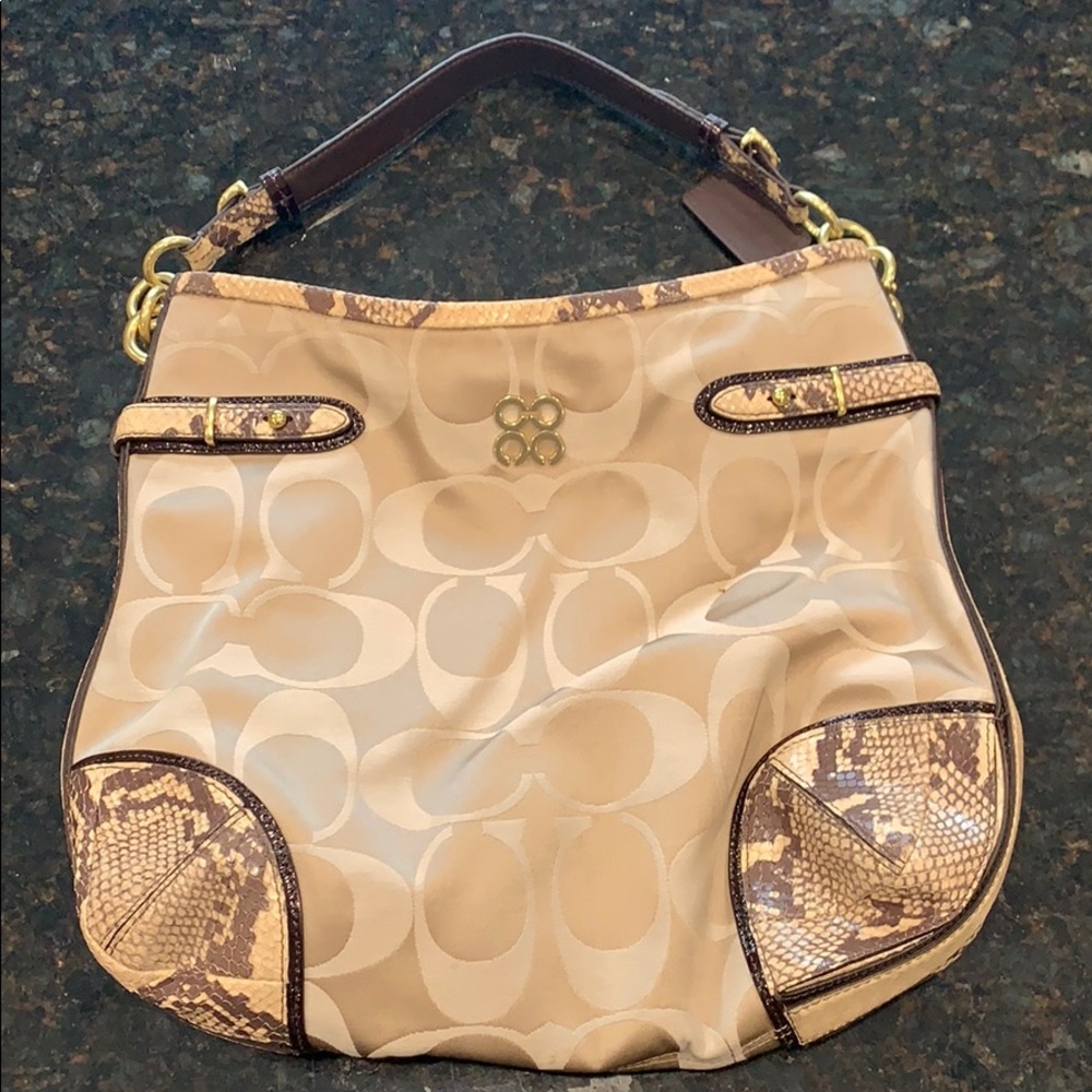 Coach Bag Beige W Python Trim Authentic - image 1